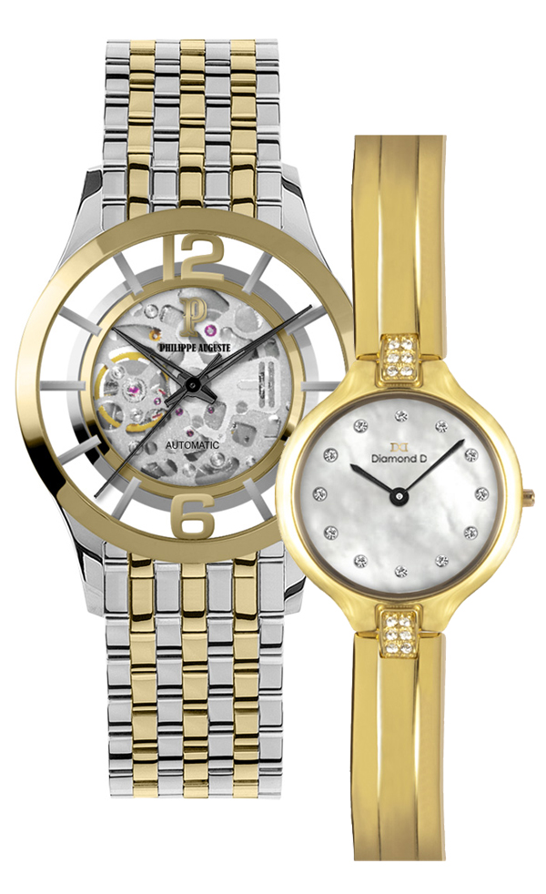 Đồng hồ Philippe Auguste PA5007C + Diamond D DD6018F